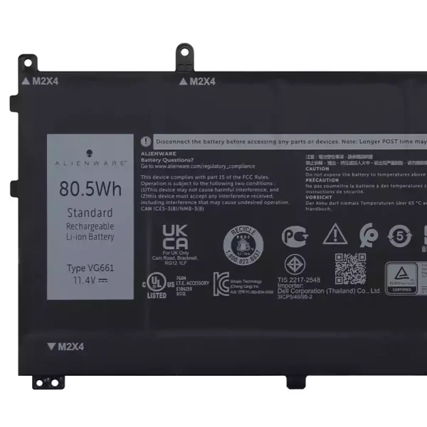 Originalt batteri til PC DELL VG661 V4N84,DELL Alienware x14 R1 R2 - Bilde 3