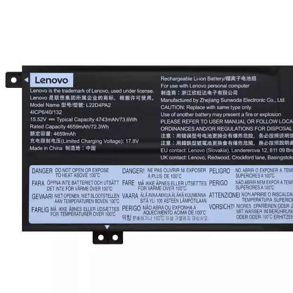 Originalt batteri til PC LENOVO L22C4PA2 L22D4PA2 L22M4PA2 - Bilde 3