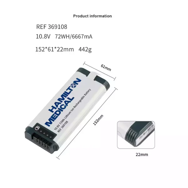 Batteri til Hamilton C1,REF 369108 - Bilde 2