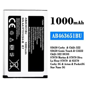 Batteri AB463651BU til Samsung S3650 Corby