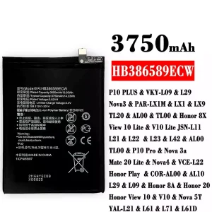Batteri HB386589ECW til HUAWEI P10 PLUS /Honor 8X / View 10 Lite / V10 Lite / P10 Pro / Nova 3a /Mate 20 Lite / Nova4  / Honor 8A / Honor 20 / Honor View 10 / V10 / Nova 5T
