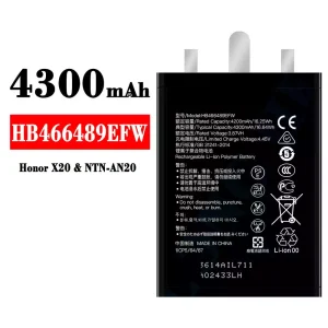 Batteri HB466489EFW til HUAWEI Honor X20