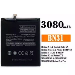 Batteri BN31 til Xiaomi Redmi Y1 / Redmi Note 5A /Redmi Y1 Lite  / Redmi S2 / Redmi Y2  / Redmi 5A Pro