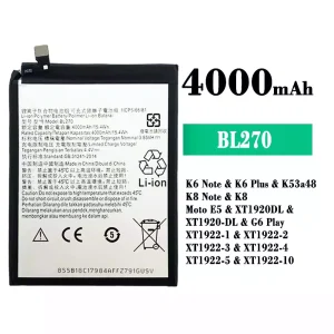 Batteri BL270 til Lenovo K6 Note / K6 Plus / K8 Note / Moto E5 / G6 Play