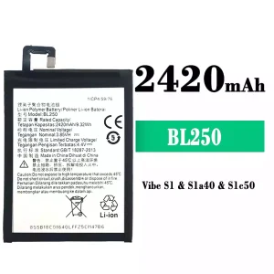 Batteri BL250 til Lenovo Vibe S1/Sla40/Slc50