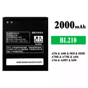 Batteri BL210 til Lenovo A536/A606/S820/S820E/A750E/A770E/A656/A766/A658T/S650