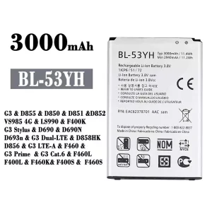 Batteri BL-53YH til LG G3 / G3 Stylus / G3 Dual-LTE / G3 LTE-A / G3 Prime