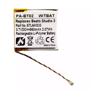 Batteri til Beats Solo AEC643333,ETL643333